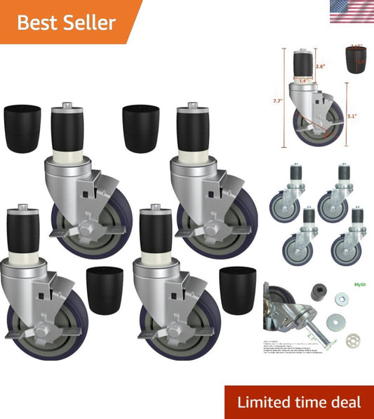 4 inch Work Table Caster Wheels for Commercial Kitchen Prep Tables, Expanding...