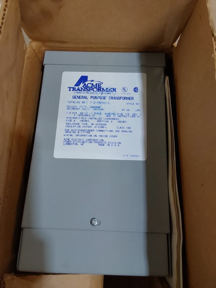 NEW ACME TRANSFORMER T-2-53010-S TRANSFORMER 240X280V 60HZ 1PH 1.0KVA T253010S