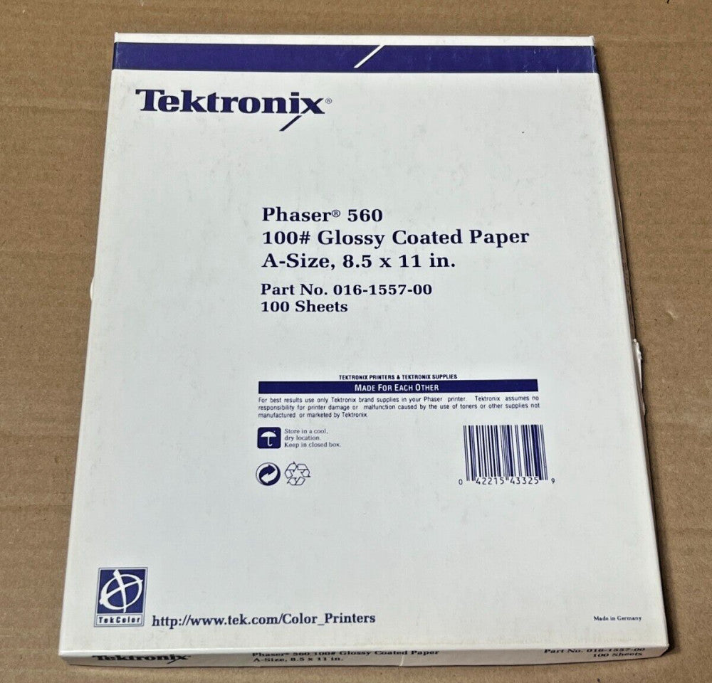 100ct Tektronic Xerox 100-lb Glossy Coated Paper 8-1/2"x11" 016-1557-00 [SH]