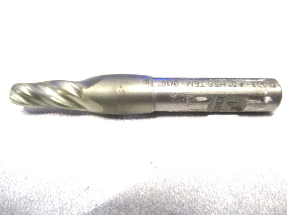 Conical (D-303) 3/16 to 19/64 x 2-7/8 3-Flute 4° Angle RH HSS Tapered End Mill