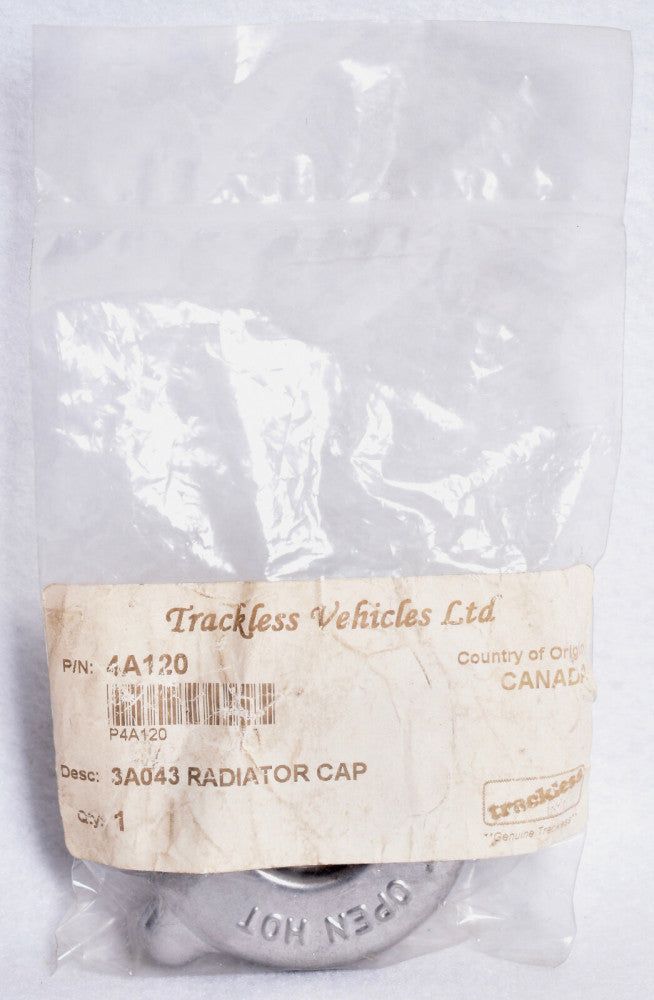 Trackless Vehicles Radiator Cap  4A120  Factory Sealed