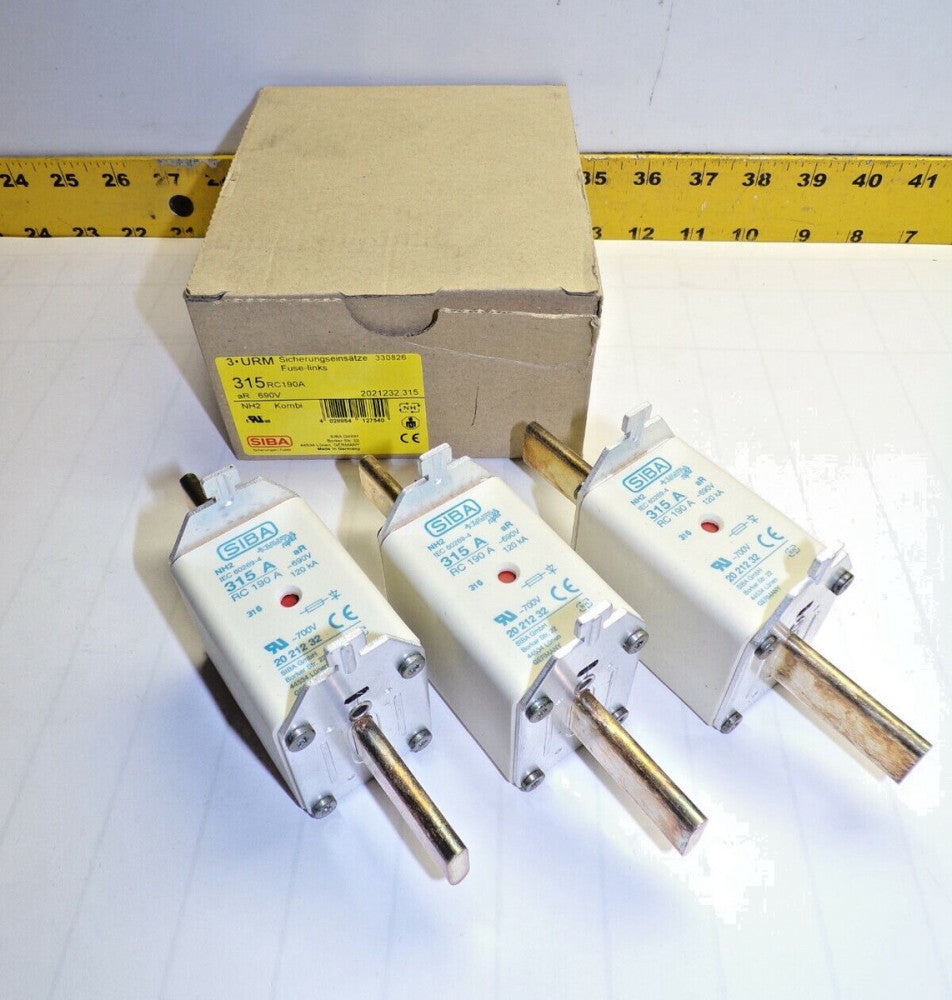 3) NEW SIBA ULTRA RAPID 315 AMP FUSE LINK SET RC190A / 2021232.315  LOT OF 3
