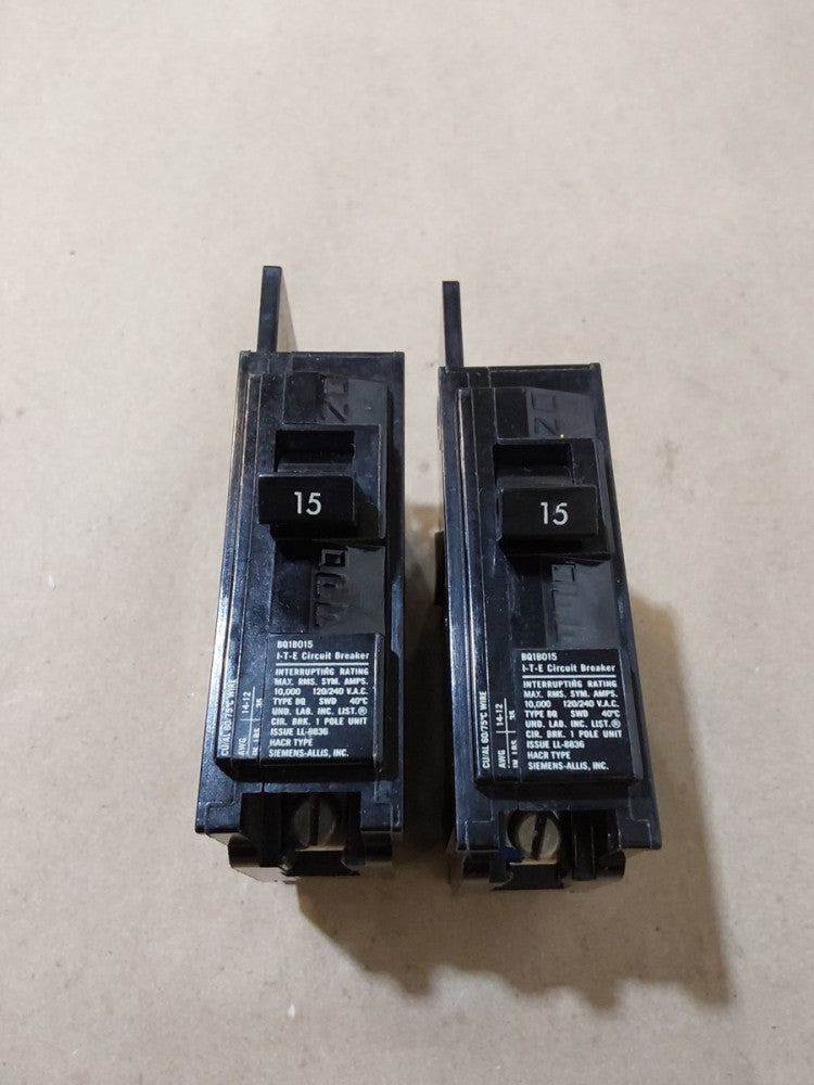  BQ1B015 ITE Gould 15 Amp Circuit Breaker  120V (LOT OF 2)