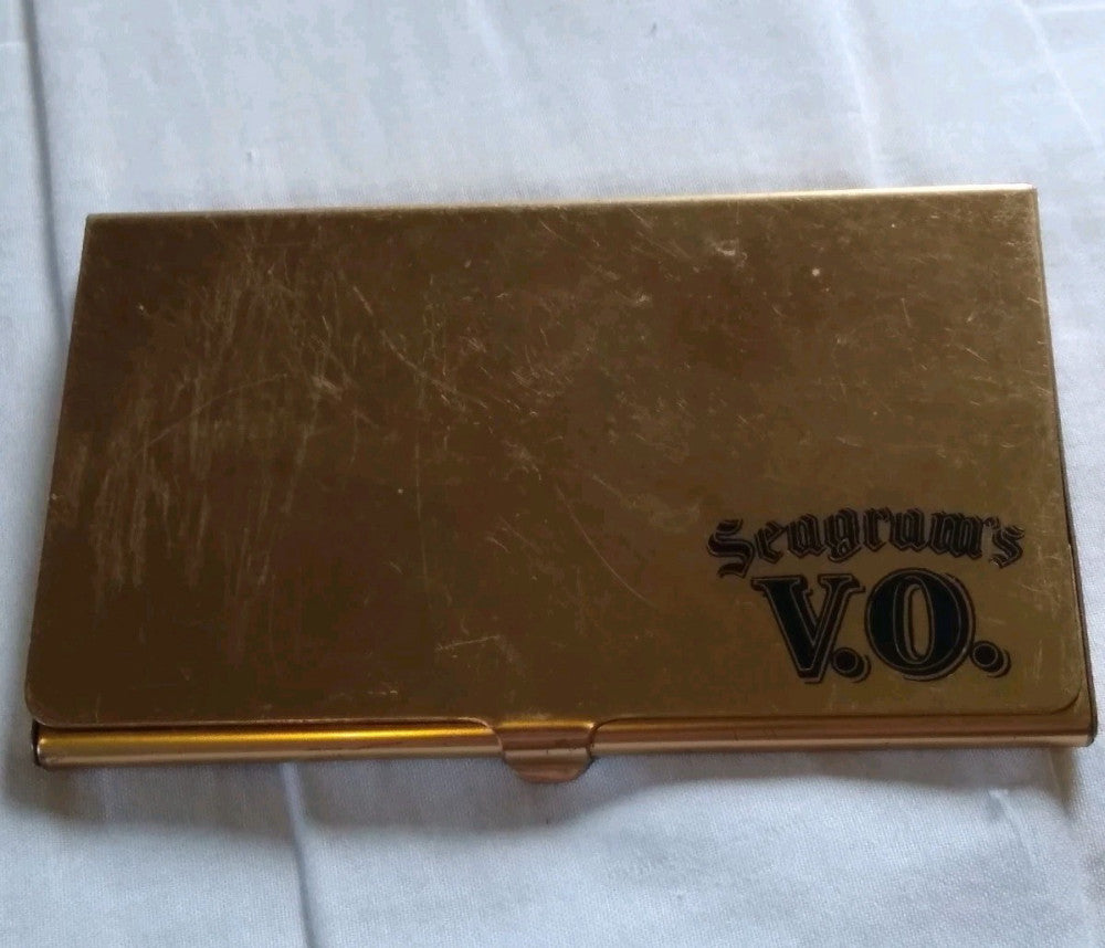 Pre Owned Seagram's V.O. Gold Tone Business Card Holder.