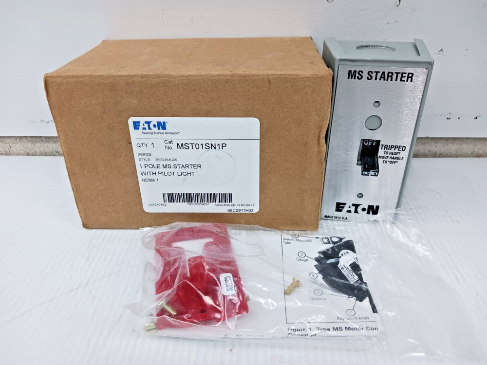 New Eaton 1 Pole MS Starter With Pilot Light 1 HP 277 VAC MST01SN1P