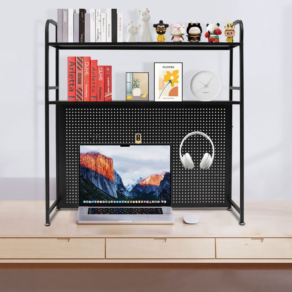 2 Tiers Desktop Bookcase Organizer Rack Storage Display Shelf For Computer Desk