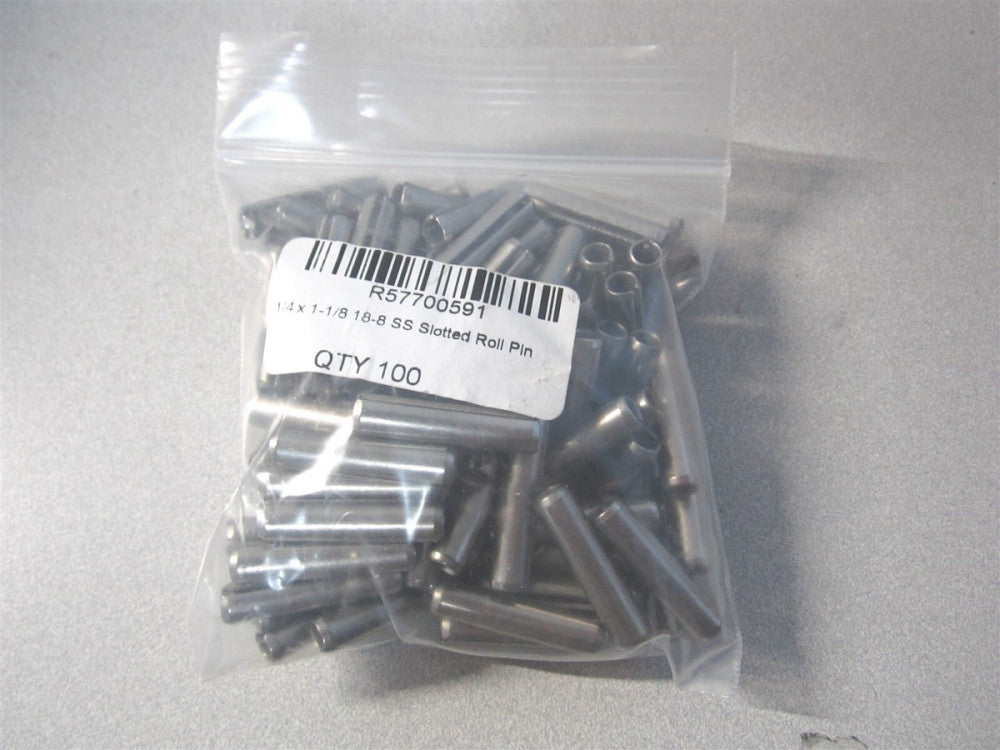 (R57700591) 1-1/8" 18-8 Stainless Steel Slotted Spring Pin - Pack of 100