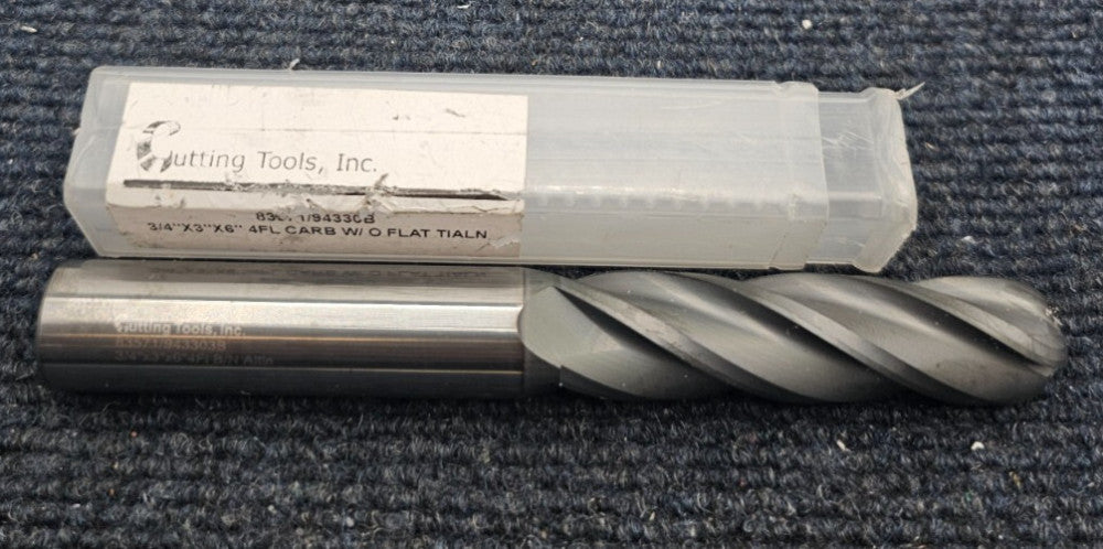 Cutting Tools 8357 1/943303B 4 Flute Carbide 3/4"x3"x6" W/ O Flat TIALN