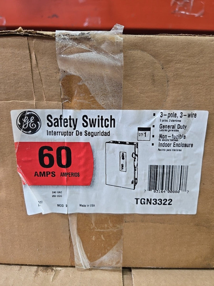 GE ABB | TGN3322 | Unfused | Switch | 60 amp | 240V | 3 Pole | Indoor NEW
