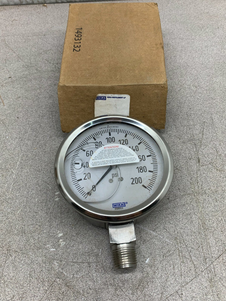 NEW IN BOX WIKA 0-200 PSI. LIQUID FILLED GAUGE 8100KKLU