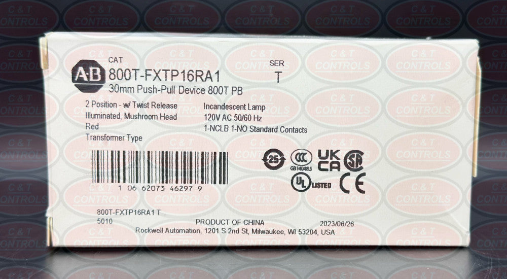 Allen Bradley 800T-FXTP16RA1 Red Pushbutton New In Box USA Stock