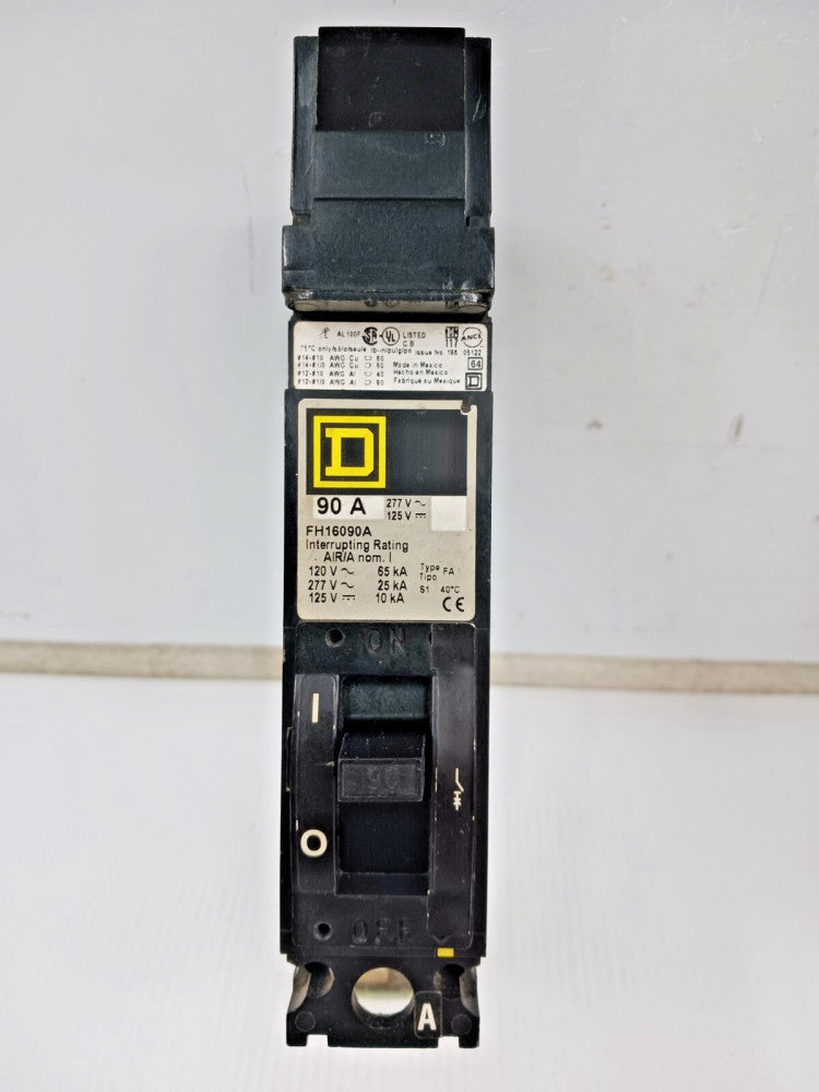 Square D 90 Amp I-Line Circuit Breaker 1 Pole 277 VAC / 125 VDC 25kA FH16090A