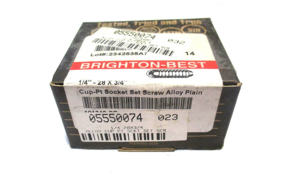 Brighton (101349) 1/4-28 UNF 3/4" OAL 1/8" Hex Cup Point Set Screw - Lot of 100