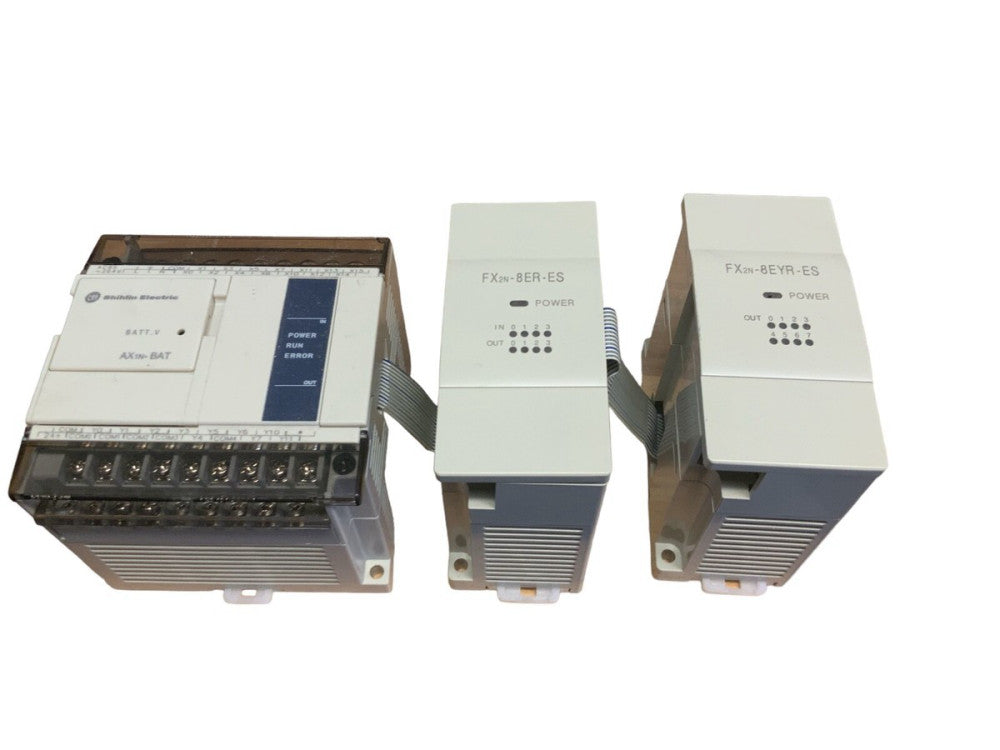 Used AX1N-24MT For Shihlin controller WITH 2 Mitsubishi FX2N-8ER-ES/UL
