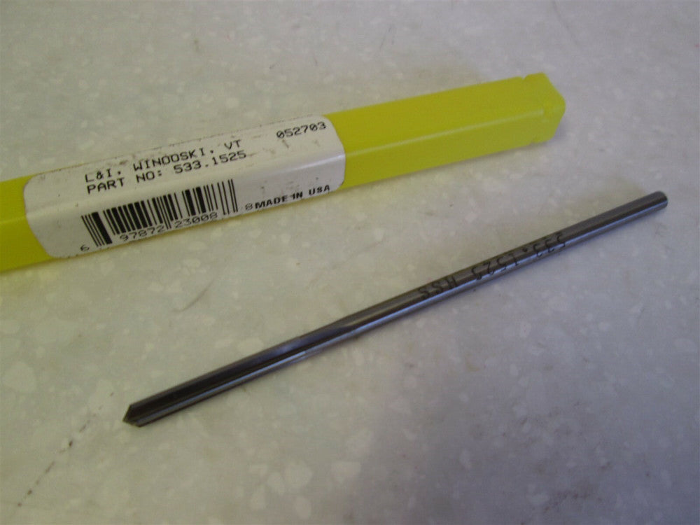 L & I 0.1525" HSS Chucking Reamer Straight Shank and Flute NEW