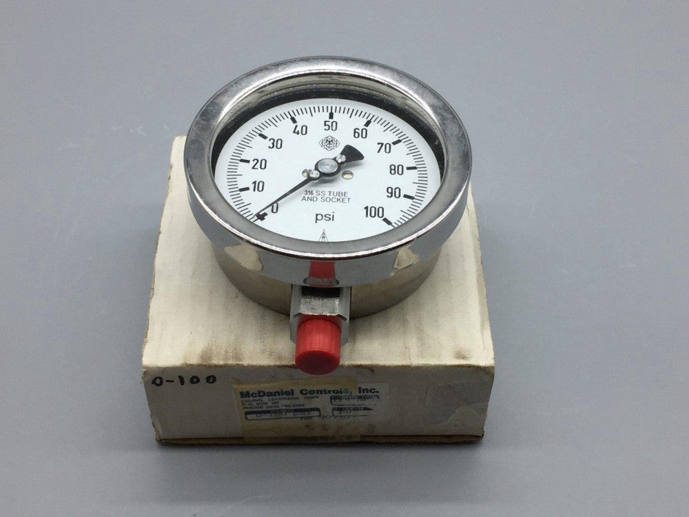 NEW McDaniel Controls AB-90930 Pressure Gauge 0-100Psi, 1/4" NPT 