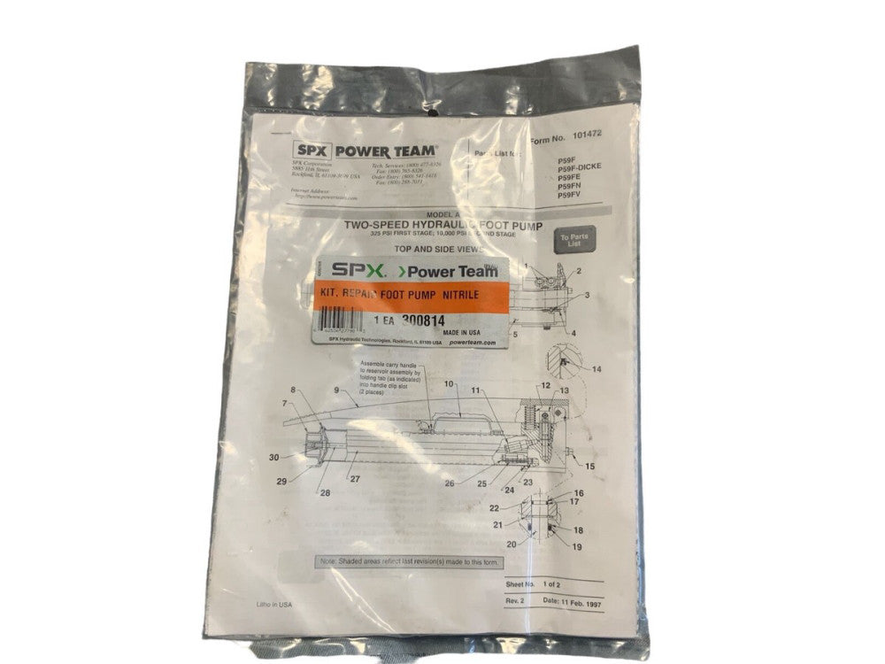 SPX Power Team 300814 Model B Nitrile Seal Kit for P59F 2-Speed Hydraulic Hand P