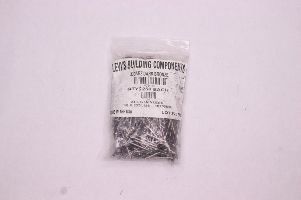 (250-Pk) Levi's Building Components Steel D-Grip Screw 1/8" 43DABZ