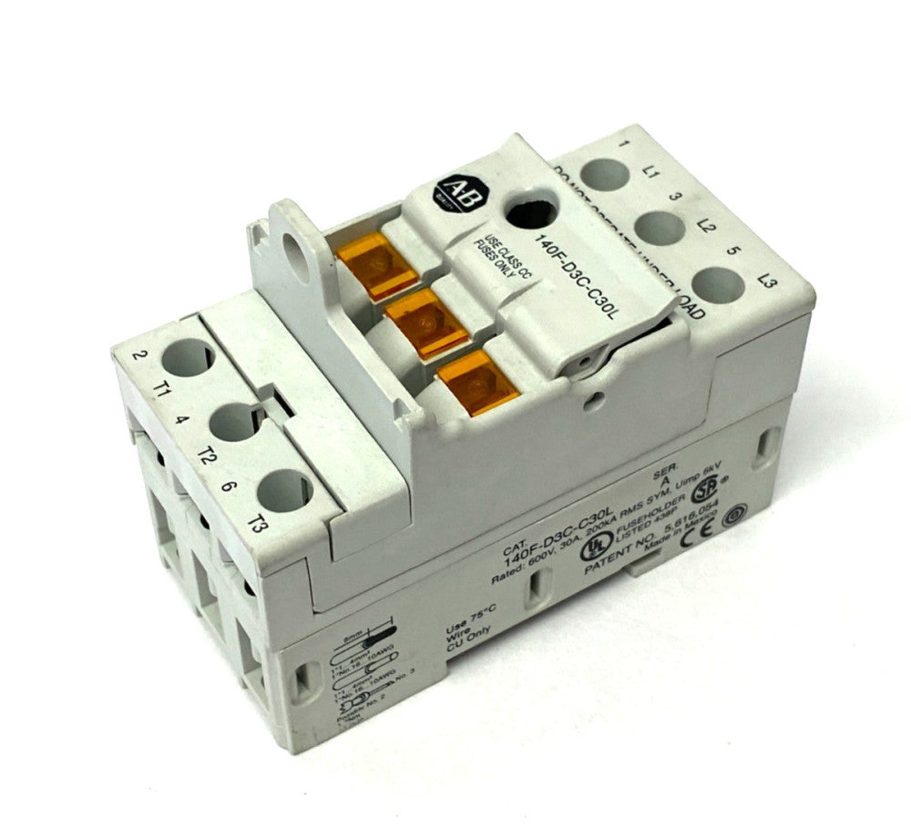 Allen Bradley 140F-D3C-C30L Ser. A Fuse Holder 3-Pole 30A