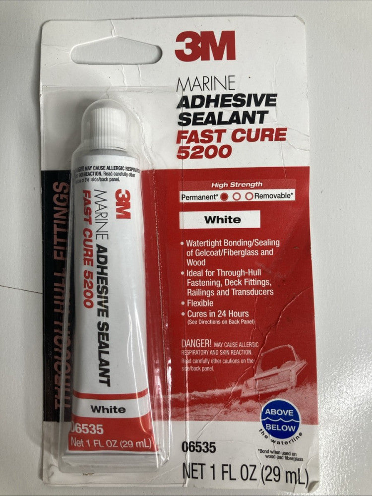 Marine Adhesive Sealant Fast Cure 5200 (06535) Permanent Bonding and Sealing 1oz