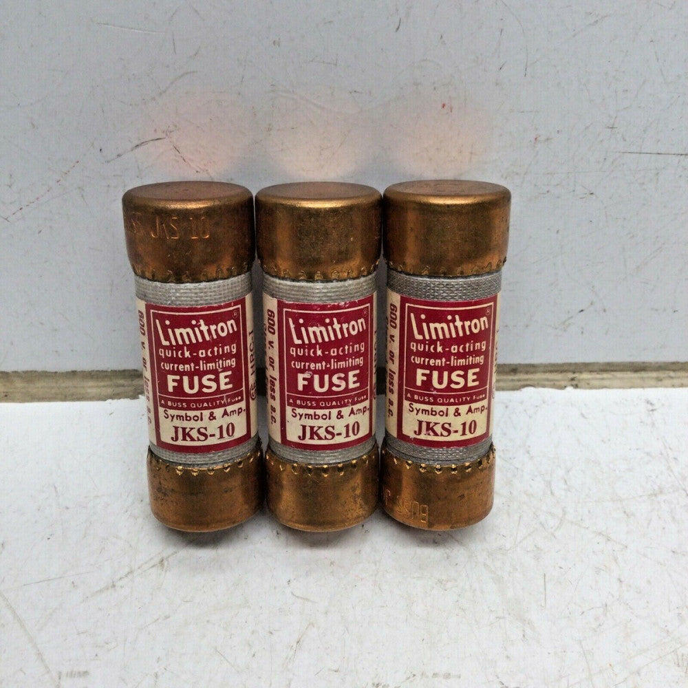 BUSSMANN BUSS LIMITRON JKS-10 CLASS J Fuse 10 AMP 600VAC JKS10 (LOT of 3)