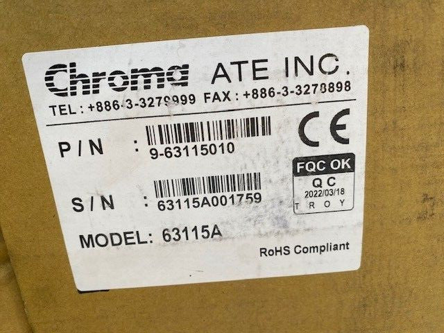 CHROMA 63115A Load Module 20A/600V/300W for LED Driver Test; Max Power: 200W