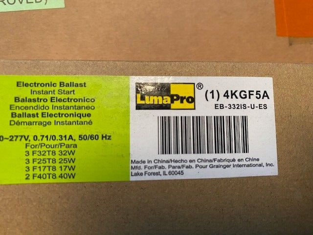 (CASE OF 20) LUMAPRO Fluorescent Ballast: T8, 120 to 277V, .071/.031A, 50/60Hz