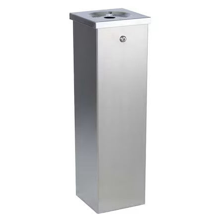 No Butts Bin Co Flt01 Cigarette Receptacle,1-3/4 Gal.,Silver