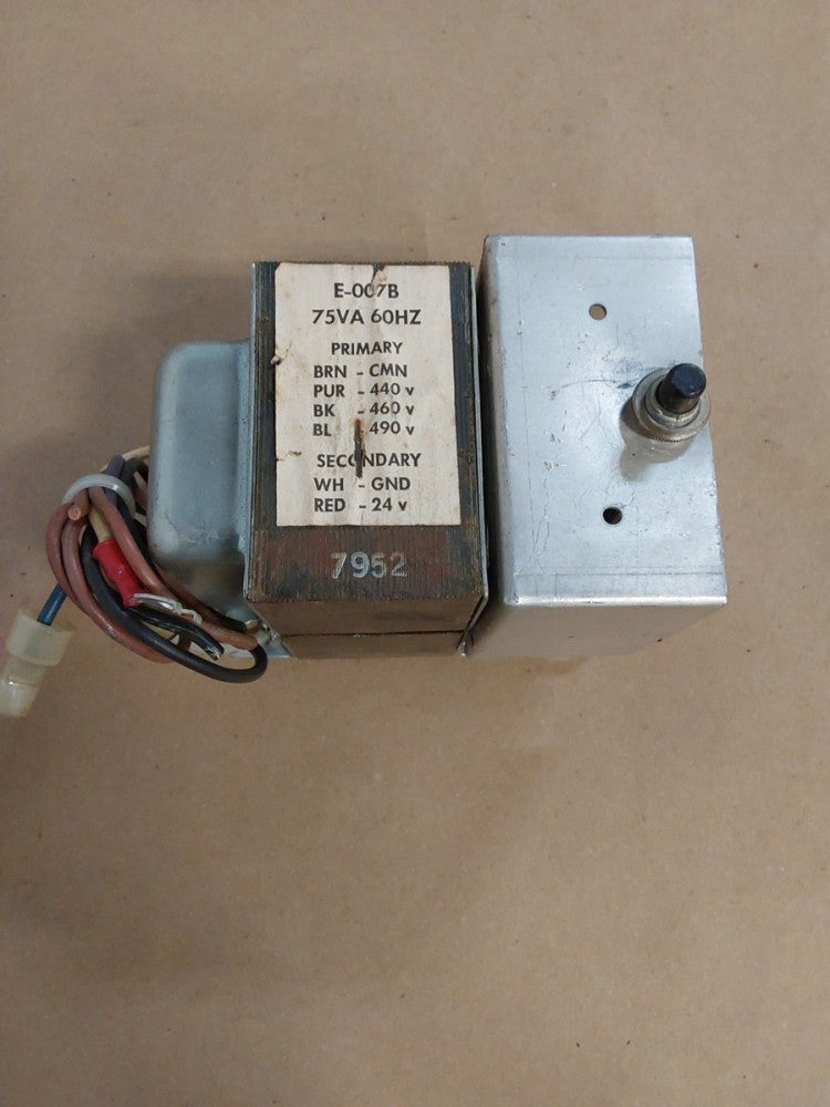 Liebert Transformer E-007B PRI 60 Hz BRN 440V PUR460V BK 490V BL SEC 24V 75VA 