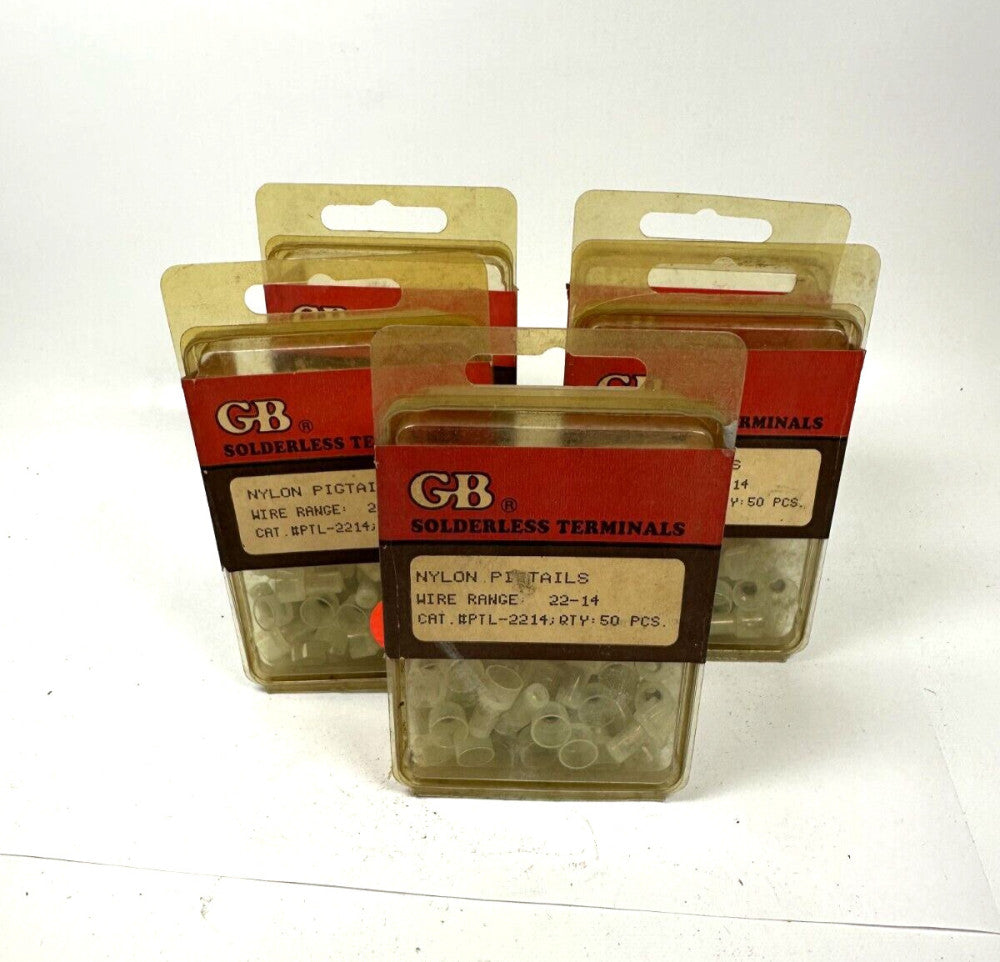 GB Solderless PTL-2214 Terminals Nylon Pigtails Wire Range 22-14 -1 Lot of 5 Box