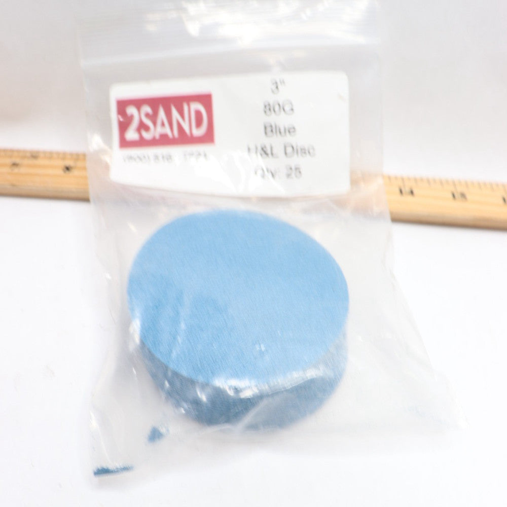 (25-Pk) 2Sand Quick-Change Sanding Disc Zirconia Alumina 80-Grit 3" Dia 