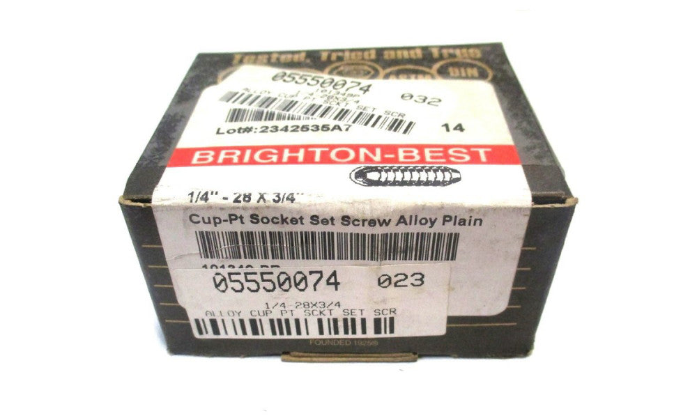 Brighton (101349) 1/4-28 UNF 3/4" OAL 1/8" Hex Cup Point Set Screw - Lot of 100