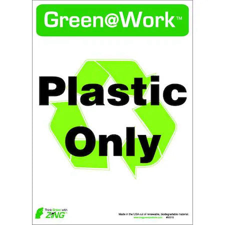 Zing 0031S Green At Work, Plastic Only, 10 In W X 7 In H, Horizontal Rectangle,