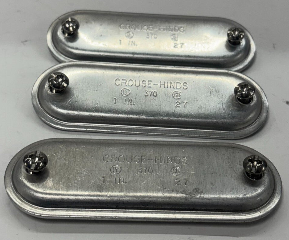 CROUSE-HINDS SHEET STEEL FORM 7 WEDGE CONDUIT BLANK COVER SIZE 370 1" LOT OF 3