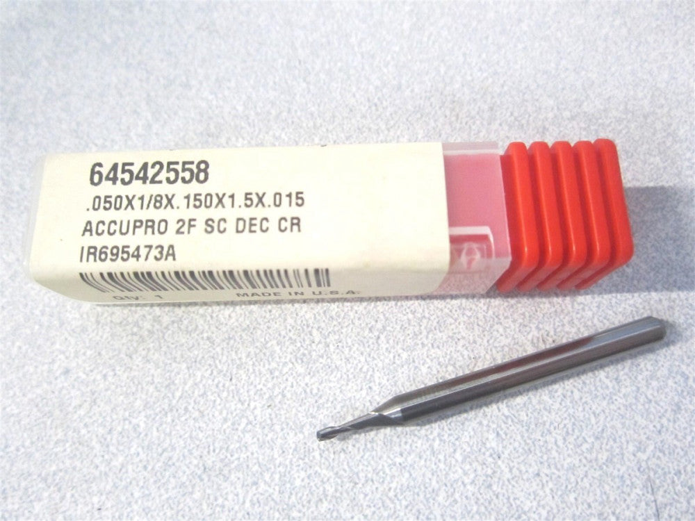 (12463156) 0.0500mm x 0.0150mm x 1-1/2 Solid Carbide 2Fl Corner Radius End Mill 