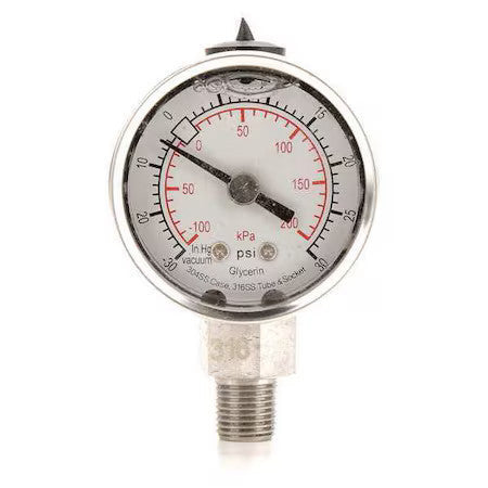 Zoro Select 4Cfd9 Commercial Compound Gauge, 30 To 0 To 30 Psi, 1 1/2 In Dial,