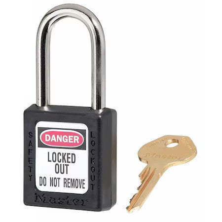 Master Lock 410Kas3blk Lockout Padlock, Ka, Black, 1-3/4"H, Pk3
