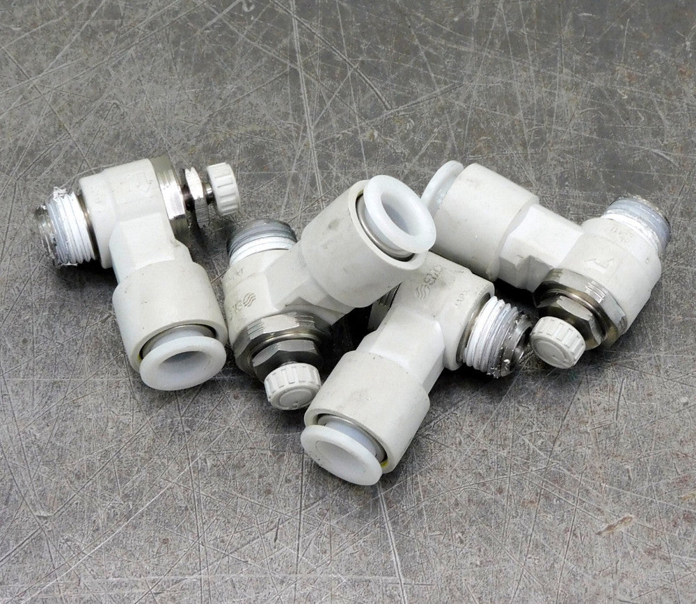 SMC AS2211F-N02-05S Flow Speed Control Valve Elbow 1/4" 48J216 Lot of Four (4)