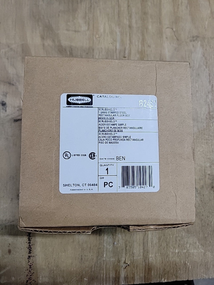 1) New! HUBBELL B2481 1 Gang Stamped Steel Floor Box 