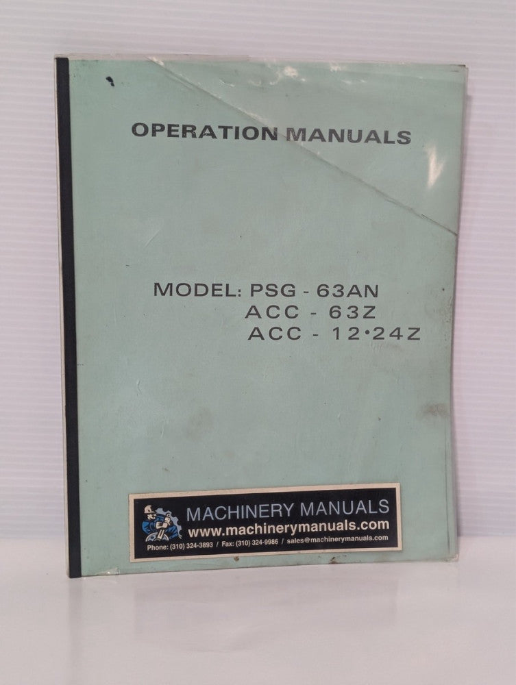 Okamoto Precision Grinding Machine PSG-63AN ACC-63Z ACC-12`24Z Operation Manuals