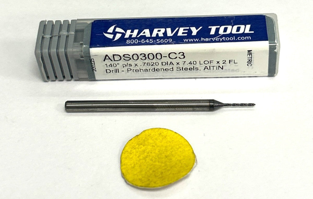 HARVEY TOOLS MINIATURE DRILL BIT ADS0300-C3  DRILL DIAMETER   .7620MM    2 FLUTE