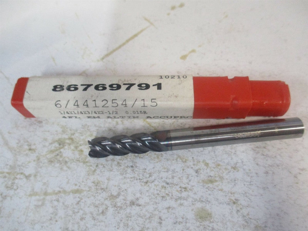 (12182469) 1/4" x 3/4" x 1/4" x 2-1/2" Solid Carbide 4Fl Corner Radius End Mill 