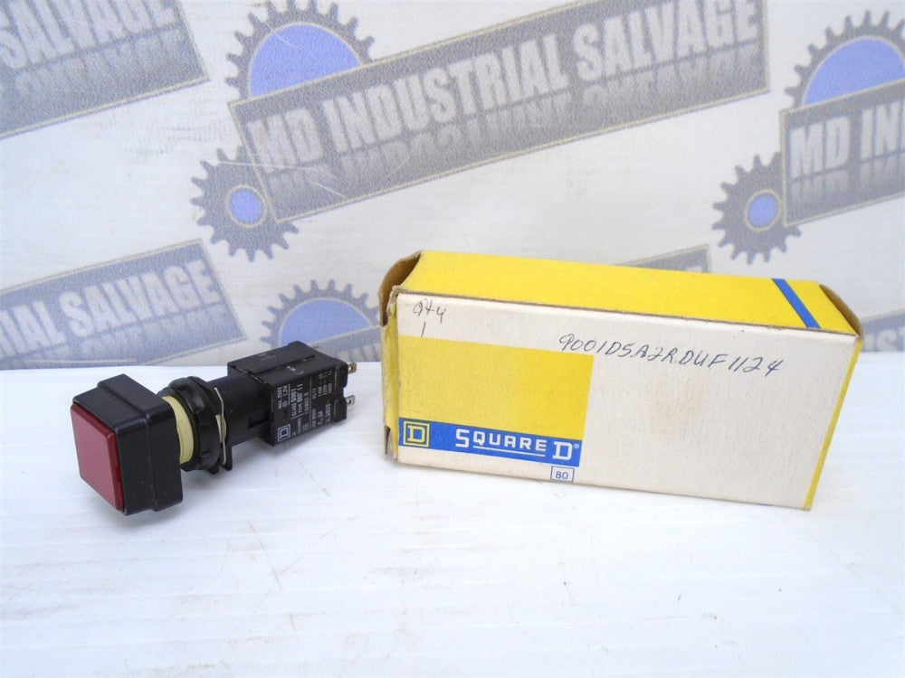 (New) SQUARE D -9001D5A2RDUF1124 - DUF11 - 110/220/380V 6A - RED SQ Push Button
