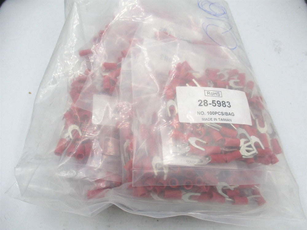 MCM (28-5983) 22 AWG, 16 AWG, M4, #8 Fork / Spade Tongue Terminal - Lot of 1000