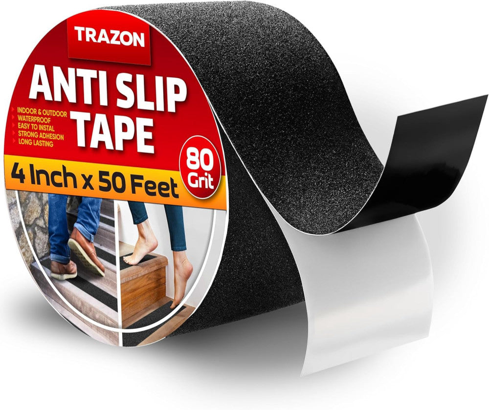 Grip Tape - Heavy Duty Anti Slip for Stairs 4 Inch x 50 Feet, Black 