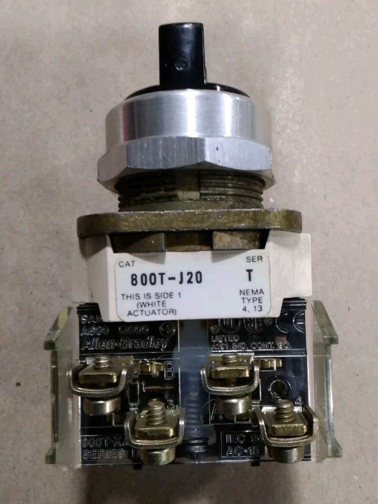 Allen-Bradley 800T-J20 Series T 30mm Knob Selector Switch 