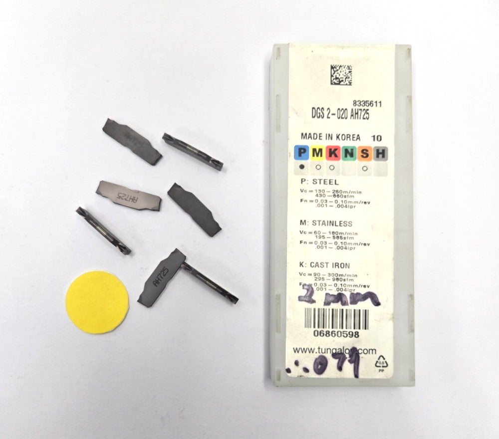 TUNGALOY*DGS2-020-6R AH725*GROOVING INSERT*****LOT OF 7