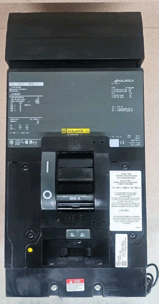 Square D LA LA36300  w/Shunt trip 3 Pole 300Amp 600V  I-Line Circuit Breaker NNB