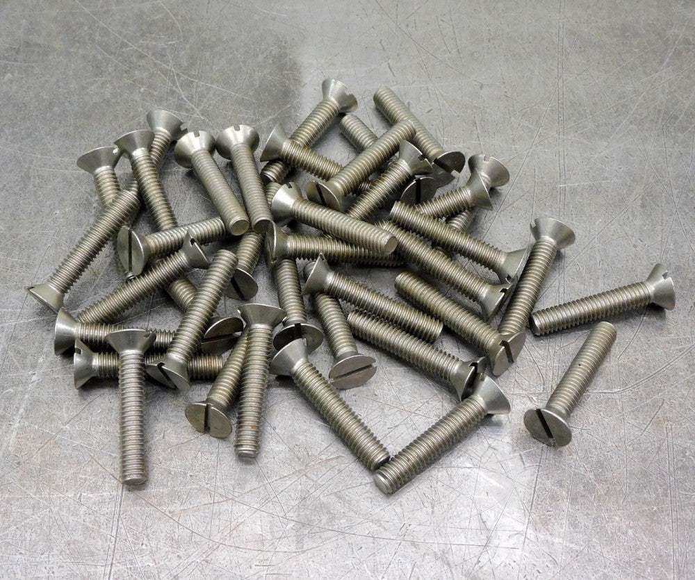 Lot of (40) Stainless Steel SS 5/16-18 x 1-3/4" SAE Slotted Flat Head Screw Bolt