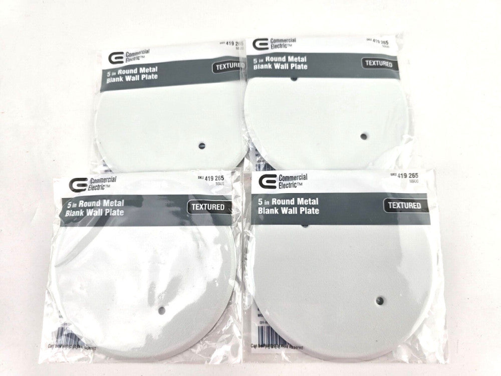 Lot Of 4 Commercial Electric  5" Round Metal Blank Wall Plate Textured - 419265